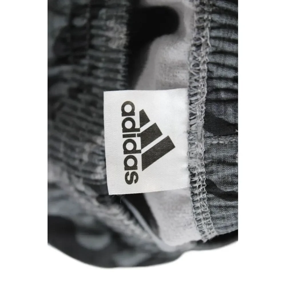 Adidas Boys Drawstring Logo Camouflage Knit Jogger Pants Gray Black Size 10-12